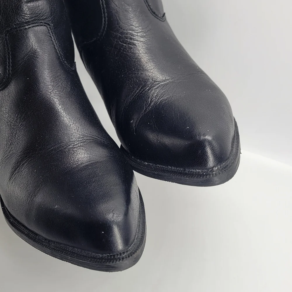 ZODIAC 675 BULLETT 6 M BLACK LEATHER SLOUCHY COWBOY BOOTS LADIES Vintage - Picture 8 of 13